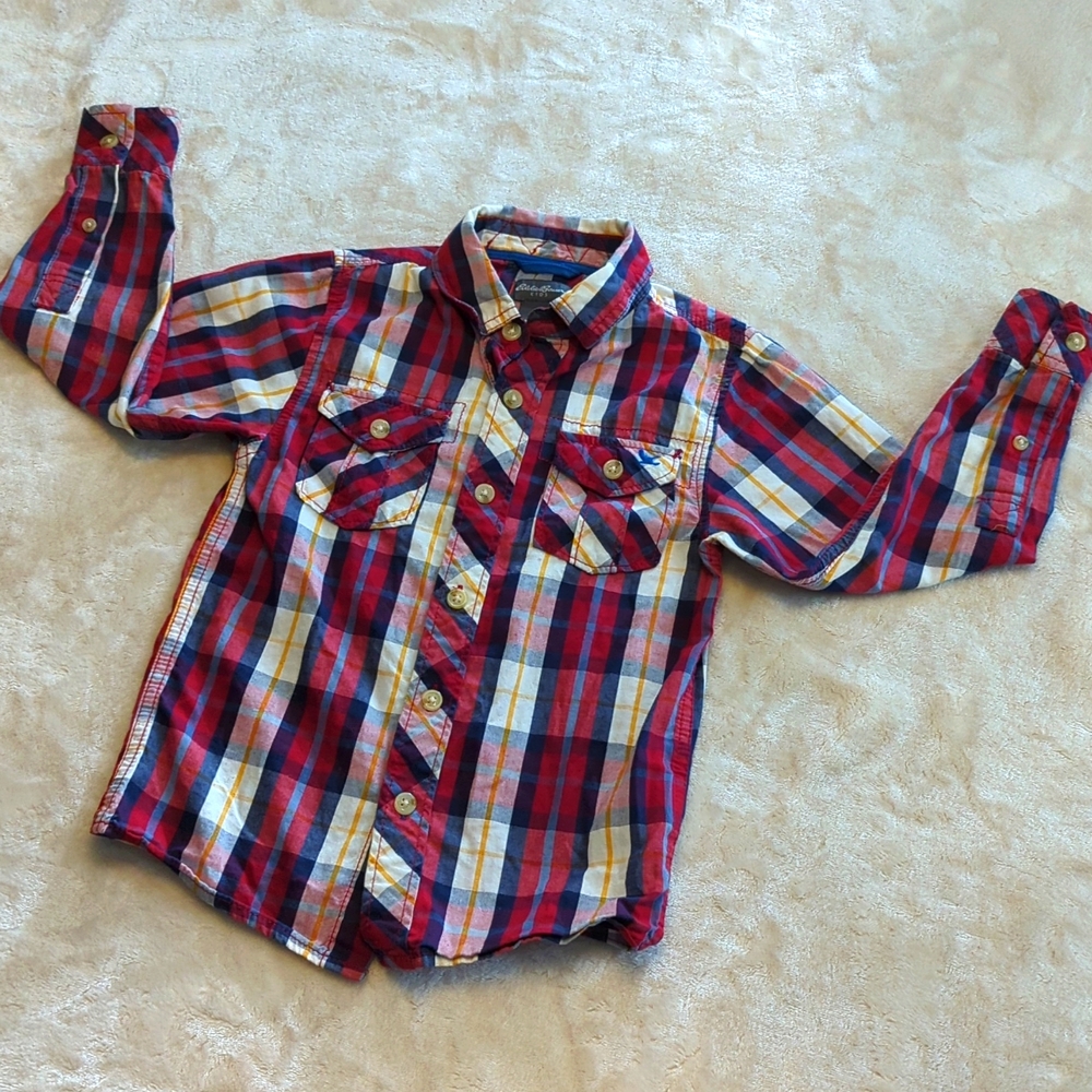 Eddie Bauer Kids Plaid button up Shirt Size 4